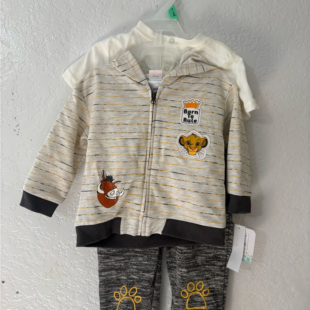 Disney Baby Lion King Hoodie 3-Piece Set - Gray & Yellow